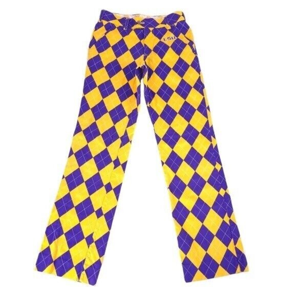LSU Tigers Loudmouth Mens Argyle Print Pants Size 28x32 College - Picture 1 of 9
